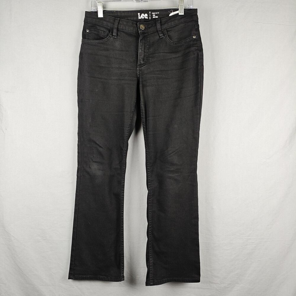 Lee Jeans Womens 6P Petite Gray Charcoal Wash Mid Rise Straight Stretch Denim